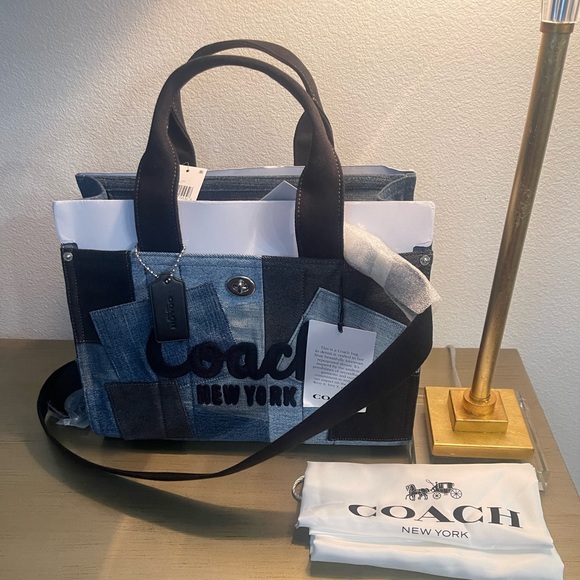 Coach Blue and Black Patchwork Tote - Picture 2 of 8